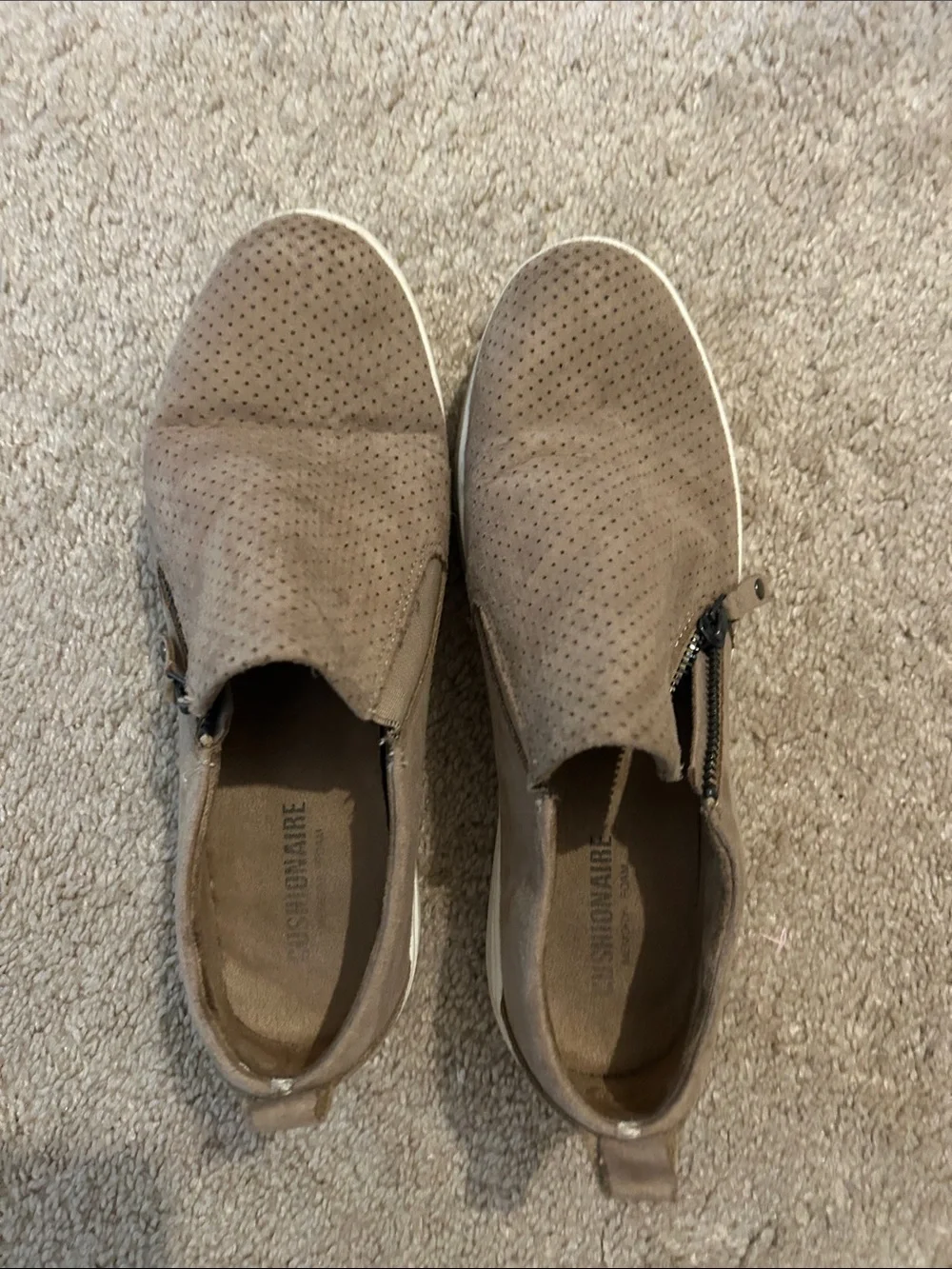 Women’s Taupe Perforated Slip-On Loafers